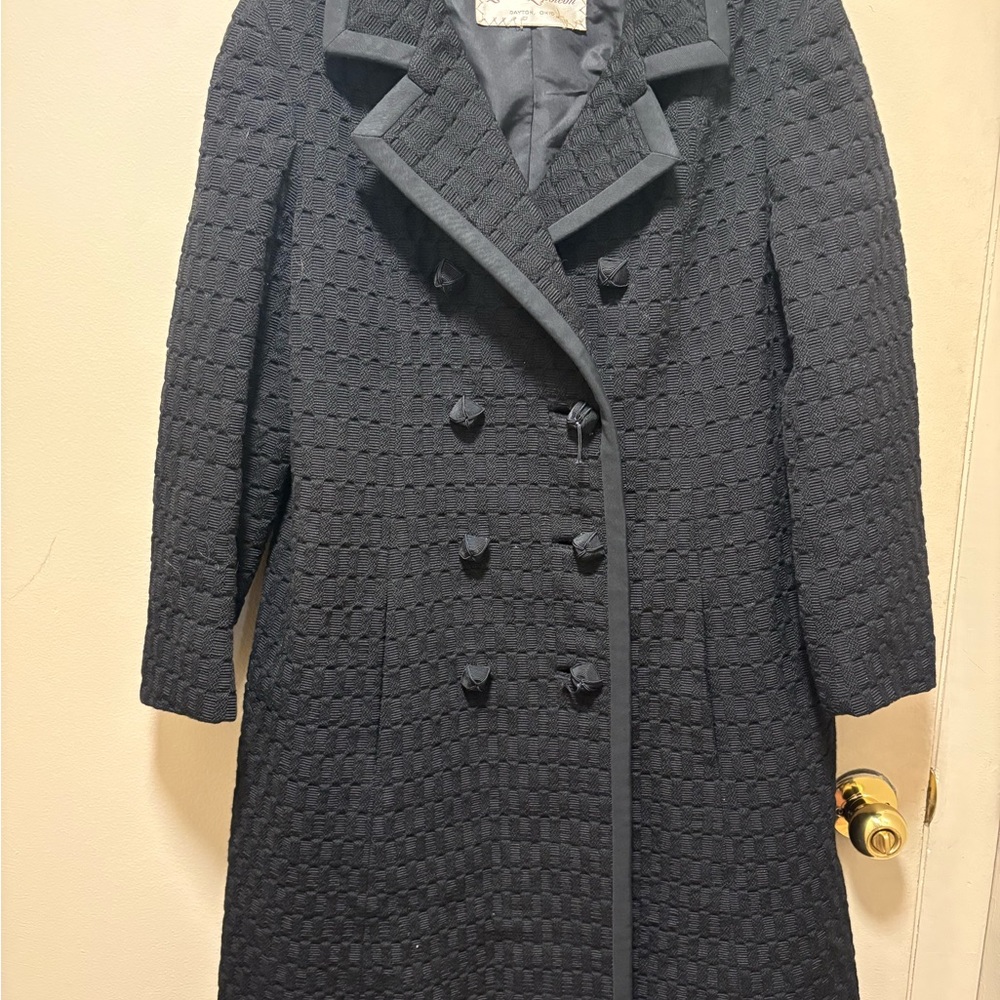 Vintage Black Double-Breasted Women's Coat